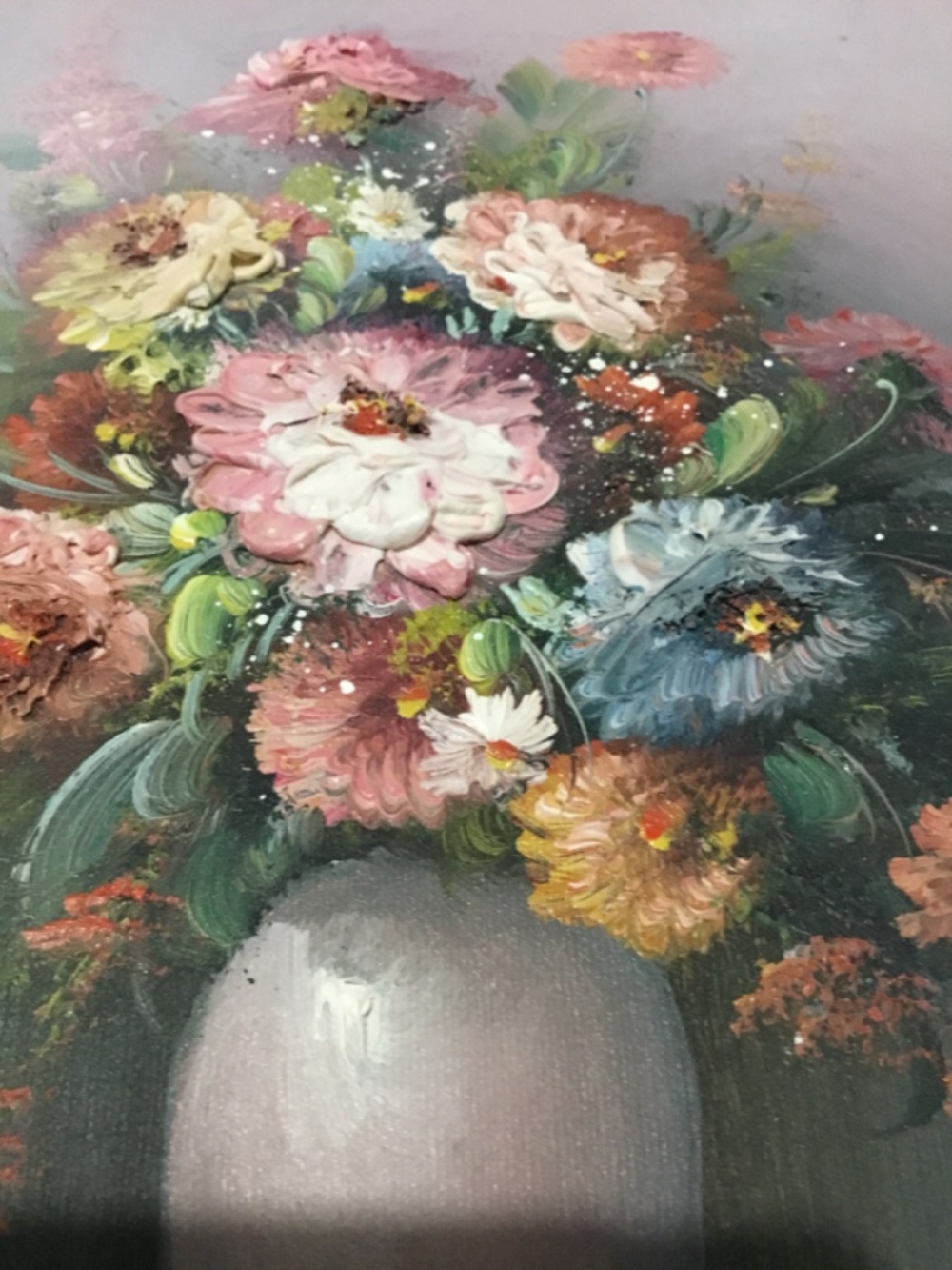 Original Signed Oil Painting on Wood Panel "P. Keeling” Vintage Floral Still Lif - Picture 5 of 6